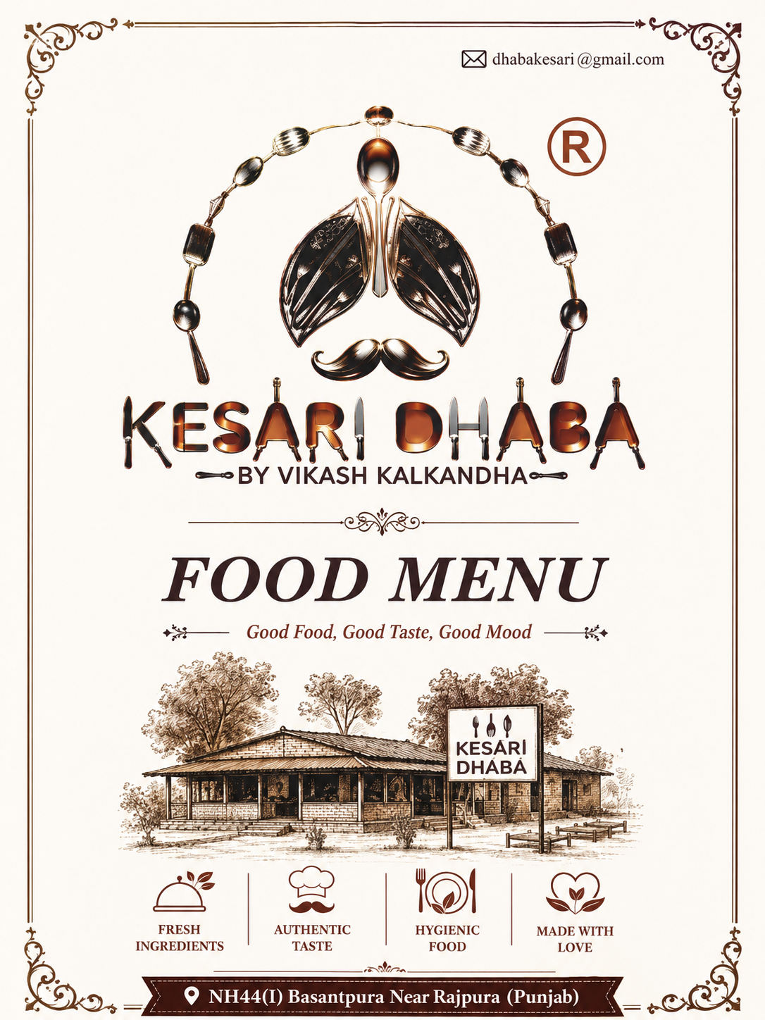 Kesari Dhaba food menu cover
